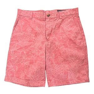 Vineyard Vines Men Breaker Shorts 30 Coral Floral Pineapple Print Stretch Preppy